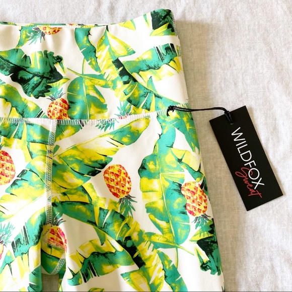 WILDFOX Sweat Green Yellow Palms & Pinas Leggings Small NEW NWT - Picture 2 of 9